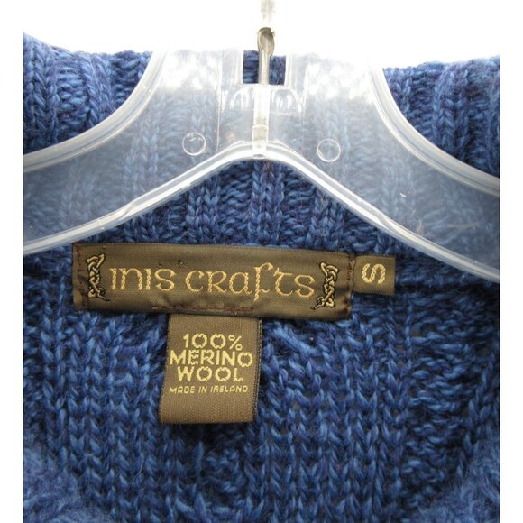 VINTAGE Inis Crafts Sweater Small Merino Wool Aran Cardigan Fisherman - Picture 8 of 9